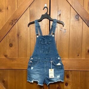 YMI — Blue Denim Overall Cut-Off Shorts